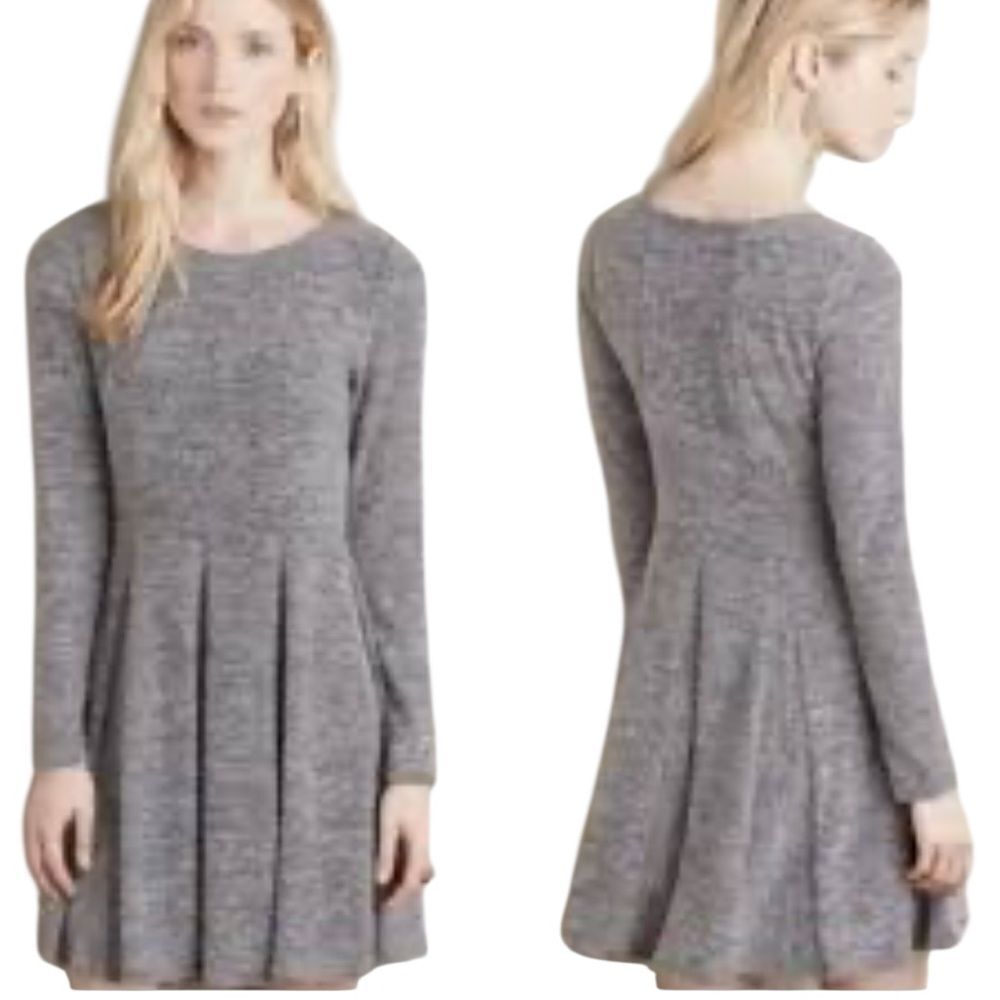 Anthropologie Dolan Left Coast Dress Gray Piper Pleated Fit & Flare large